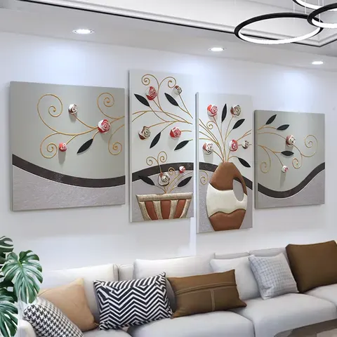 2026 Year Hot Sale Sofa Background Wall Decor Painting 3D Three-dimensional Leather Living Room Art Decor Painting High-end