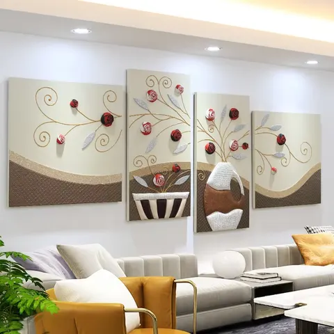 2026 Year Hot Sale Sofa Background Wall Decor Painting 3D Three-dimensional Leather Living Room Art Decor Painting High-end
