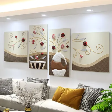 2026 Year Hot Sale Sofa Background Wall Decor Painting 3D Three-dimensional Leather Living Room Art Decor Painting High-end