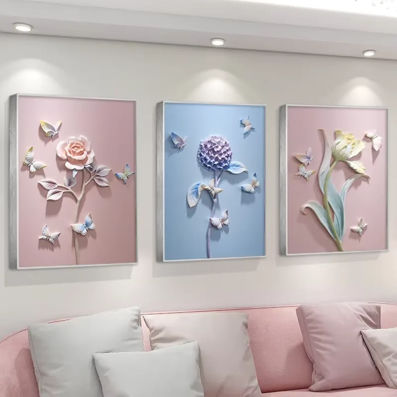 繁花 单幅 装饰画 现代简约 客厅背景墙挂画 砂岩浮雕