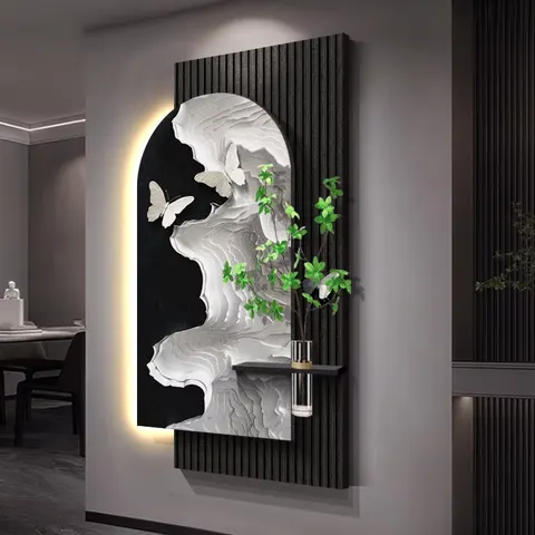 植物 单幅 装饰画 现代简约 玄关背景墙挂画 LED带灯画