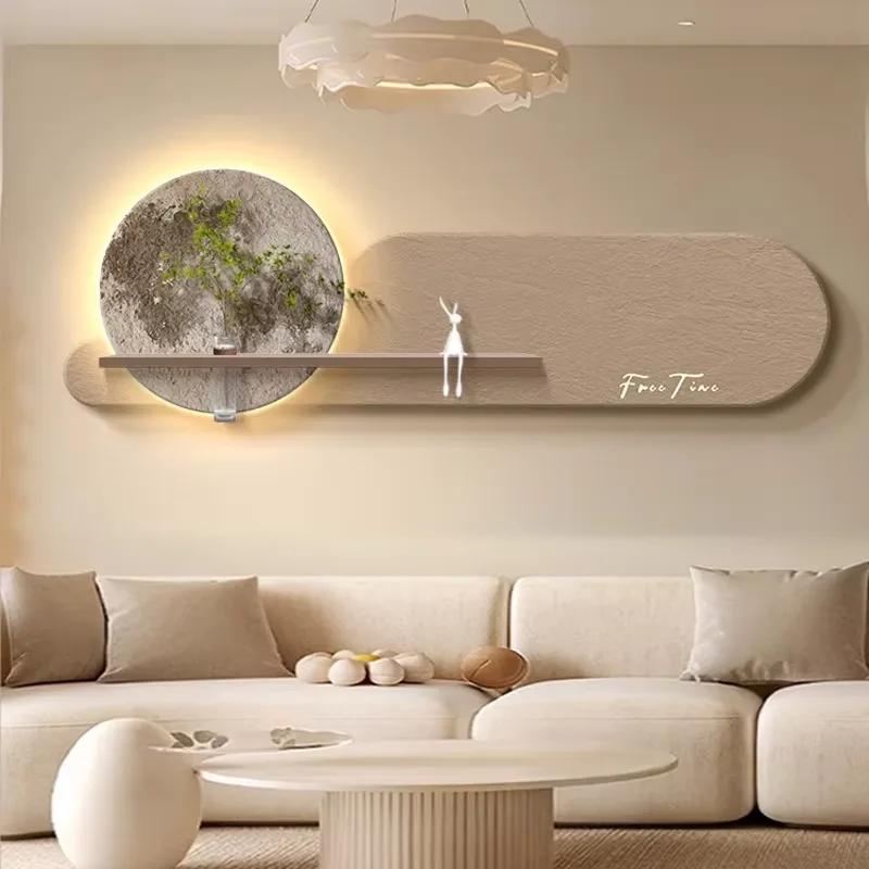 2026 Year New Creativity Entrance Hall Moon Sandstone Art Decor Painting Sofa Background Wall LED Decor Painting