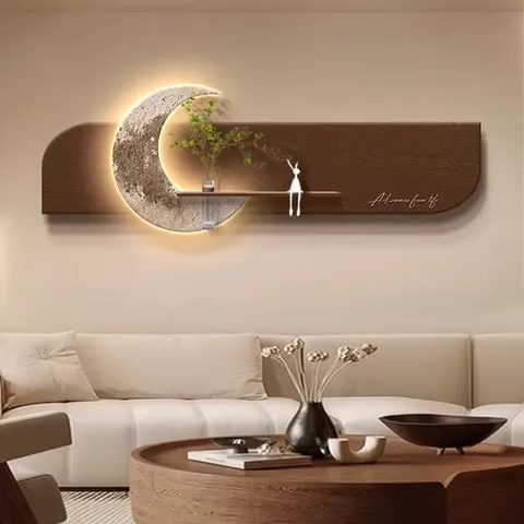 2026 Year New Creativity Entrance Hall Moon Sandstone Art Decor Painting Sofa Background Wall LED Decor Painting