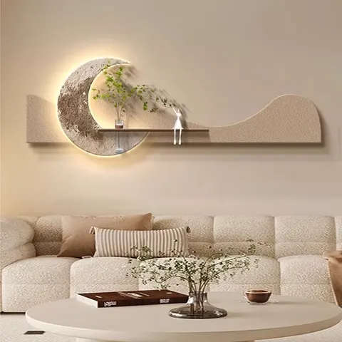 2026 Year New Creativity Entrance Hall Moon Sandstone Art Decor Painting Sofa Background Wall LED Decor Painting