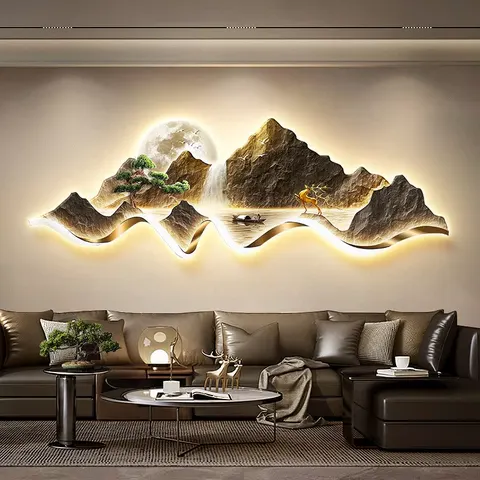 抽象 单幅 装饰画 现代简约 客厅背景墙挂画 LED带灯画