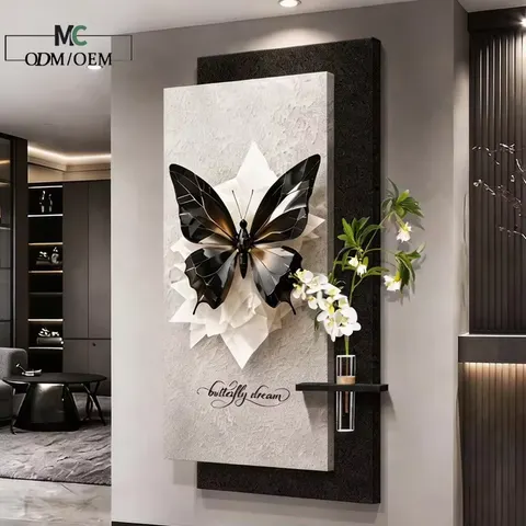2026 Year New Entryway Decorative Painting Wall-Mounted Lighted Art Area Opposite Front Door Butterfly Mural Hallways Corridor