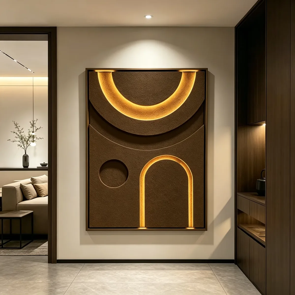 2026 Year New Product Launch With Wooden Frame Sandstone Art Home Decor Painting Living Room Background Wall LED Painting