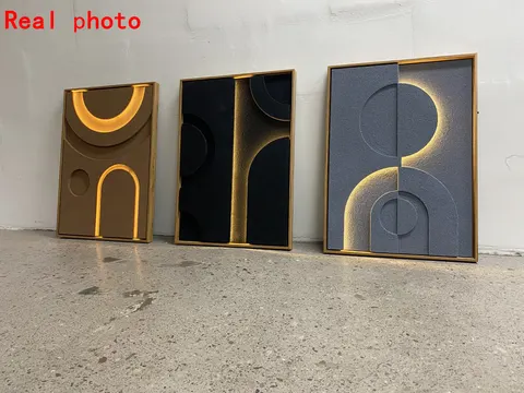 2026 Year New Product Launch With Wooden Frame Sandstone Art Home Decor Painting Living Room Background Wall LED Painting