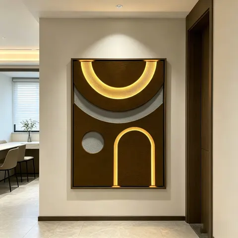 2026 Year New Product Launch With Wooden Frame Sandstone Art Home Decor Painting Living Room Background Wall LED Painting