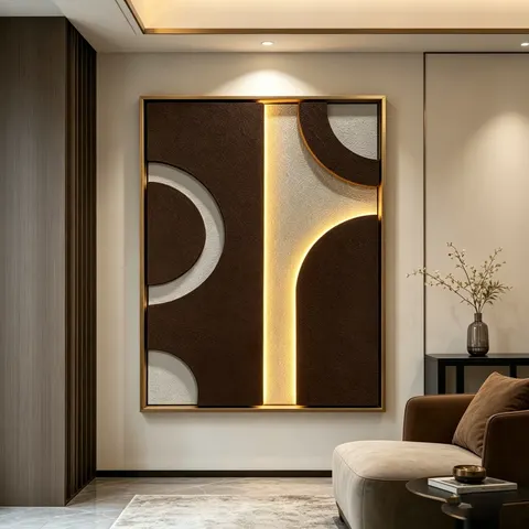2026 Year New Product Launch With Wooden Frame Sandstone Art Home Decor Painting Living Room Background Wall LED Painting