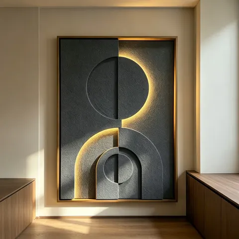 2026 Year New Product Launch With Wooden Frame Sandstone Art Home Decor Painting Living Room Background Wall LED Painting