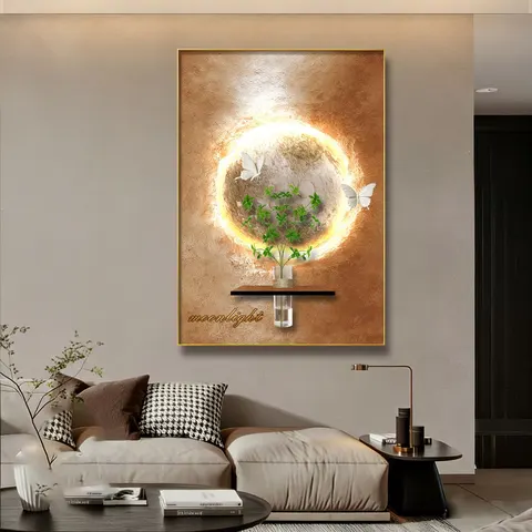 2026 Year Newly Launched Sandstone Fabric Art Home Decor Painting Hydroponics Green Plants Wall Painting