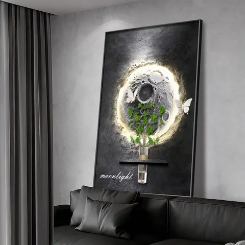 2026 Year Newly Launched Sandstone Fabric Art Home Decor Painting Hydroponics Green Plants Wall Painting