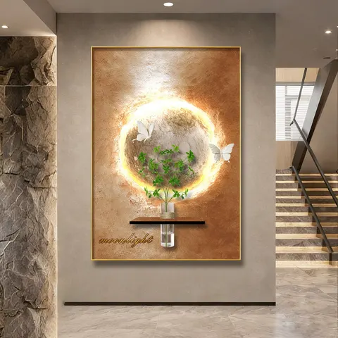 2026 Year Newly Launched Sandstone Fabric Art Home Decor Painting Hydroponics Green Plants Wall Painting