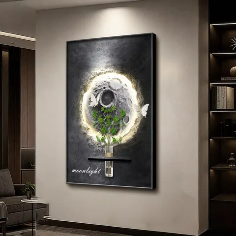 2026 Year Newly Launched Sandstone Fabric Art Home Decor Painting Hydroponics Green Plants Wall Painting