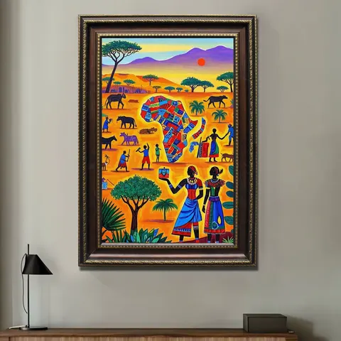 2026 Year the Best-selling "Women and Animals on the African Grassland" Oil Painting and Wall Art Home Decor Painting