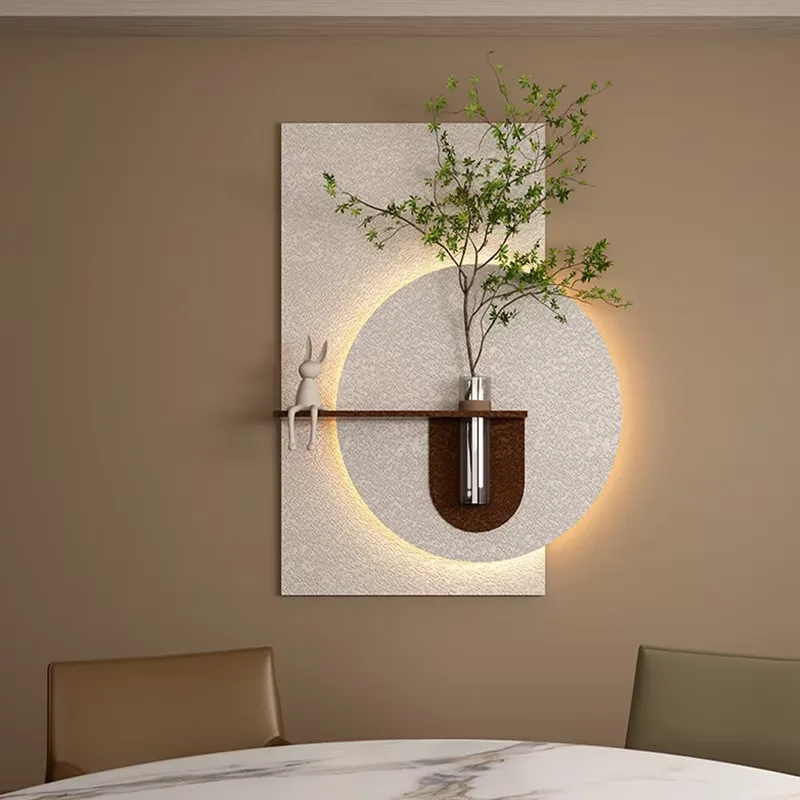 2026 Years Best-selling Hydroponic Green Plant Sandstone Art Decor Painting Restaurant Background Wall LED Glow Murals