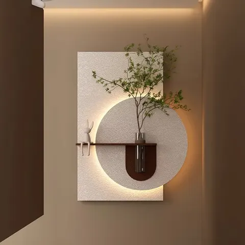 2026 Years Best-selling Hydroponic Green Plant Sandstone Art Decor Painting Restaurant Background Wall LED Glow Murals