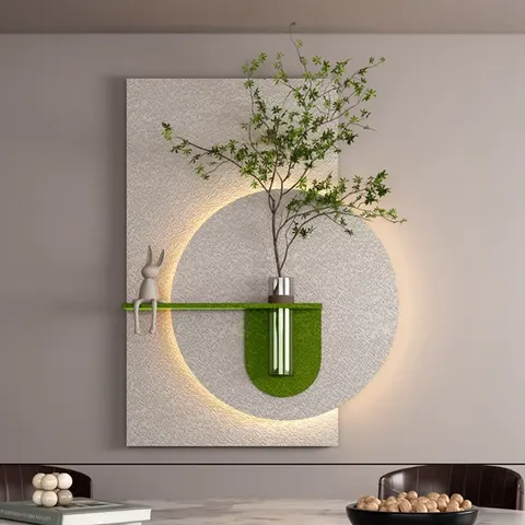 2026 Years Best-selling Hydroponic Green Plant Sandstone Art Decor Painting Restaurant Background Wall LED Glow Murals
