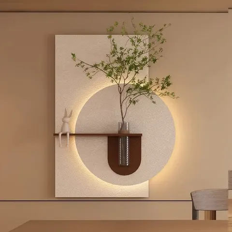 2026 Years Best-selling Hydroponic Green Plant Sandstone Art Decor Painting Restaurant Background Wall LED Glow Murals
