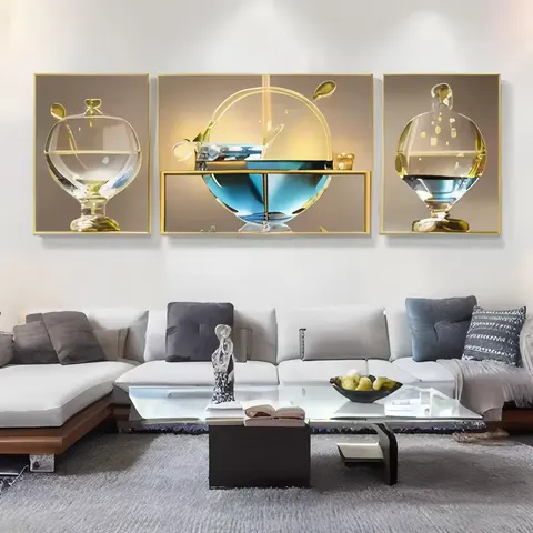 3-pcs Ornaments Factory Direct Sale Glass Art Print Painting Wholesale Crystal Porcelain Wall Art Home Decor Painting