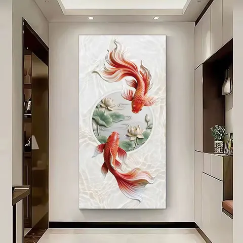 锦鲤 单幅 装饰画 现代简约 玄关背景墙挂画