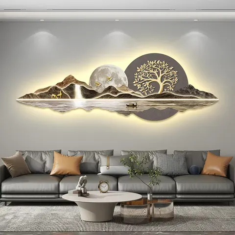 抽象 单幅 装饰画 现代简约 客厅背景墙挂画 LED带灯画