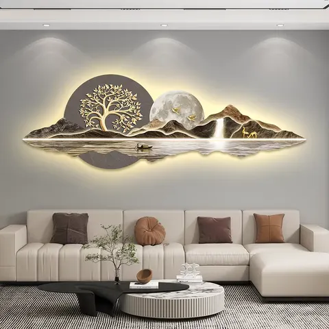 抽象 单幅 装饰画 现代简约 客厅背景墙挂画 LED带灯画