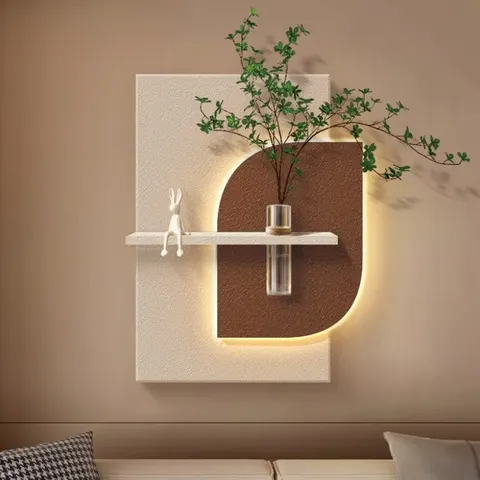 3D Living Room Background Wall Decor Painting Sandstone Entrance Led Painting DIY Hydroponic Green Plant Hanging Painting