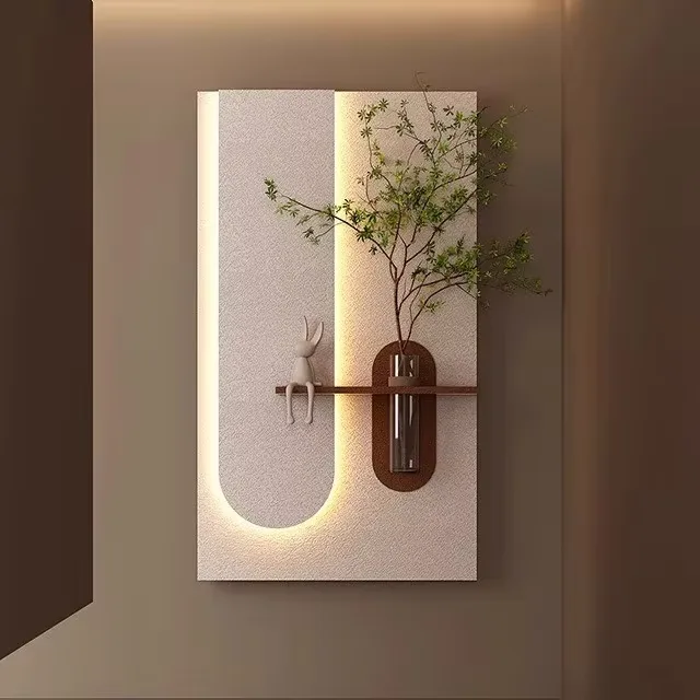 植物 单幅 装饰画 轻奢风 玄关背景墙挂画 LED带灯画