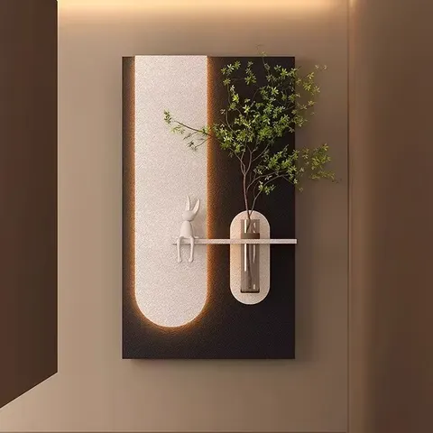 植物 单幅 装饰画 轻奢风 玄关背景墙挂画 LED带灯画