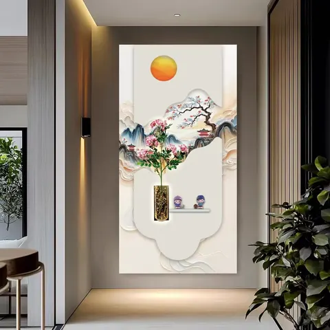 抽象 单幅 装饰画 现代简约 玄关背景墙挂画 LED带灯画