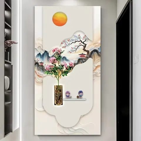 抽象 单幅 装饰画 现代简约 玄关背景墙挂画 LED带灯画