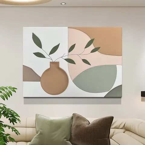 植物 单幅 装饰画 现代简约 客厅背景墙挂画 手工皮雕