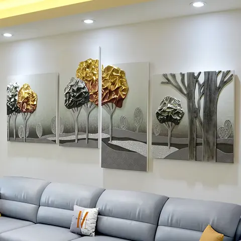 3D Three-dimensional Leather Golden Years  Living Room Art Decor Painting High-end Sofa Background Wall Decor Painting