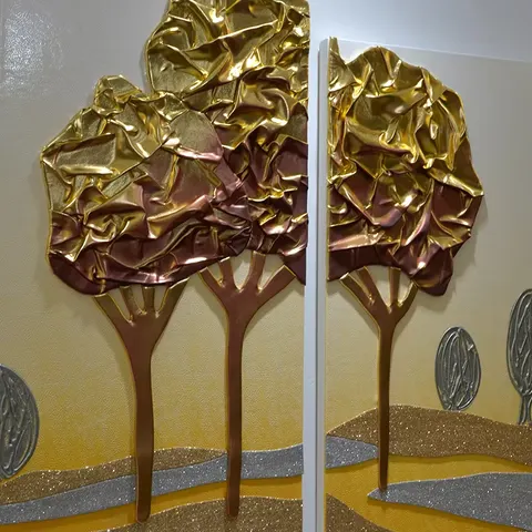 3D Three-dimensional Leather Golden Years  Living Room Art Decor Painting High-end Sofa Background Wall Decor Painting