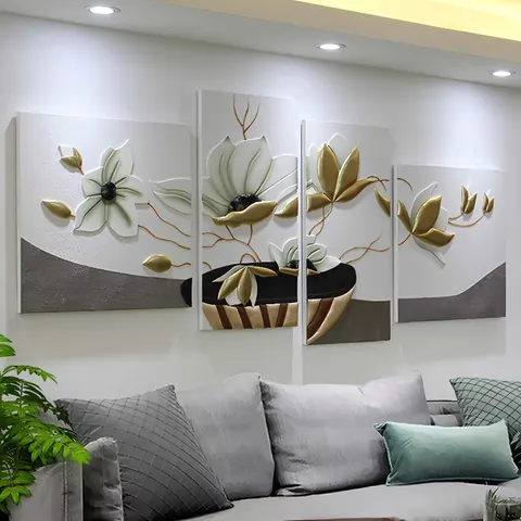 3D Three-dimensional Leather Living Room Art Decor Painting High-end Sofa Background Wall Decor Painting