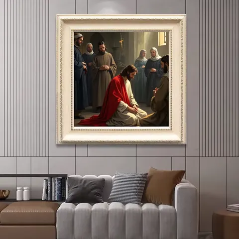 40*40 cm Living Room Background Wall Retro Jesus Sacred Wall Art Home Decor Oil Painting Cloth and Crystal Porcelain Painting