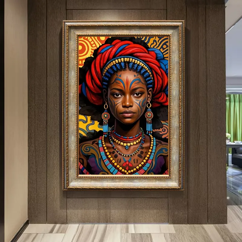40*60 cm African National Tribe Black Woman Portrait Poster Mural HD Printing Porcelain Wall Art Home Decor Painting
