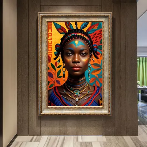40*60 cm African National Tribe Black Woman Portrait Poster Mural HD Printing Porcelain Wall Art Home Decor Painting