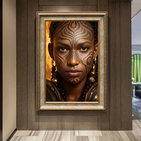 40*60 cm African National Tribe Black Woman Portrait Poster Mural HD Printing Porcelain Wall Art Home Decor Painting