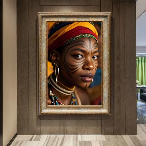 40*60 cm African National Tribe Black Woman Portrait Poster Mural HD Printing Porcelain Wall Art Home Decor Painting