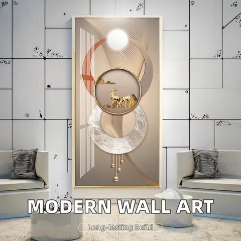 40*80cm Modern Crystal Porcelain Wall Hanging Art Decorative Still Life Gallery Painting Aluminum Alloy Frame for Living Room