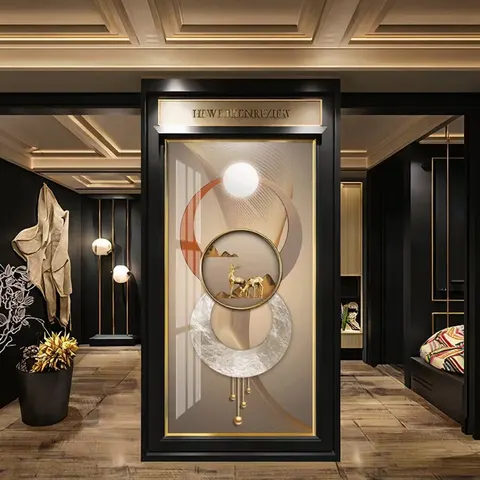 40*80cm Modern Crystal Porcelain Wall Hanging Art Decorative Still Life Gallery Painting Aluminum Alloy Frame for Living Room