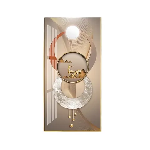 40*80cm Modern Crystal Porcelain Wall Hanging Art Decorative Still Life Gallery Painting Aluminum Alloy Frame for Living Room