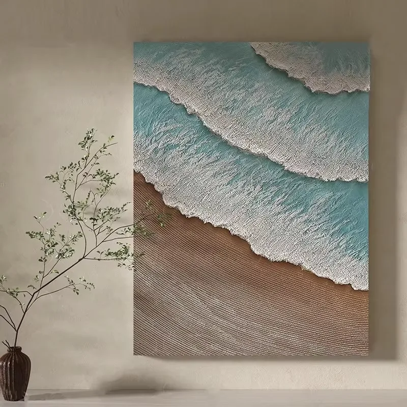 50% Hand-painted Mural Abstract Sea Wave Sofa Decorative Painting Art Decor Hand Painted Acrylic Painter
