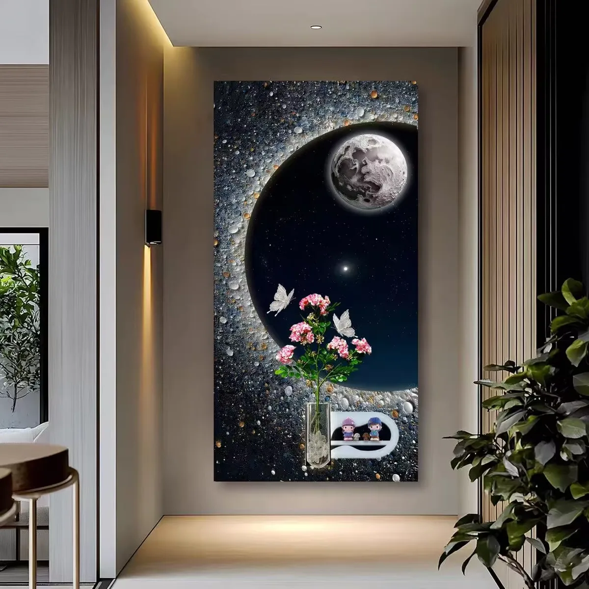 繁花 单幅 装饰画 现代简约 客厅背景墙挂画 砂岩浮雕