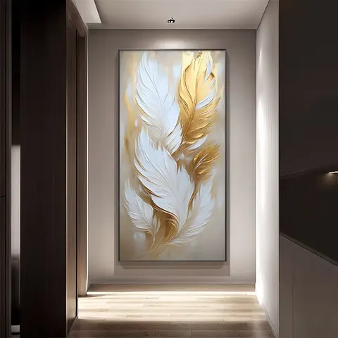 羽毛 单幅 装饰画 现代简约 客厅背景墙挂画 手绘油画