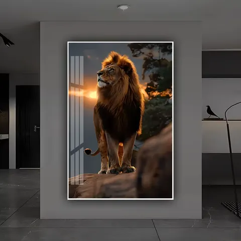 A Powerful tiger Animal Painting the Background Wall of the Living Room Corridor Diamond-encrusted Crystal Porcelain Painting
