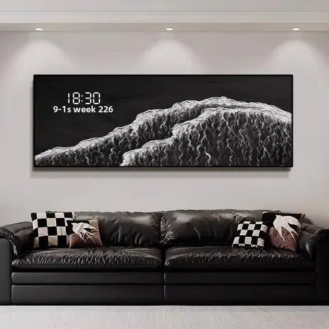 海浪 单幅 装饰画 现代简约 客厅背景墙挂画 挂钟